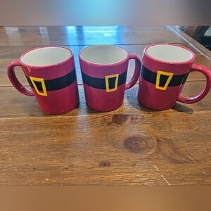 SET OF 3 SANTA BELT MUGS HOLDS 10 OUNCES NWOT